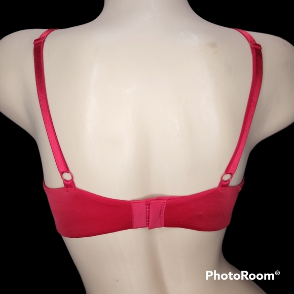 🆕️VS VERY SEXY Lightly Lined Embellished Bling Red Low cut Demi Bra Size 36C - Picture 9 of 12